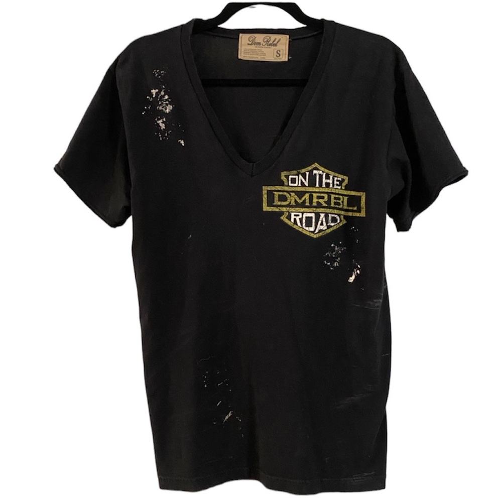 Dom Rebel Men’s Distressed Graphic T-Shirt, Size Small, Black, EUC